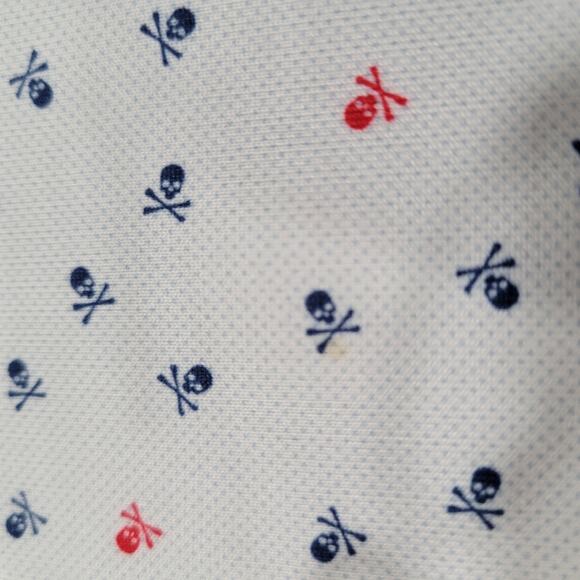 Johnston & Murphy White Polo Shirt with Blue and Red Accents - Picture 6 of 8